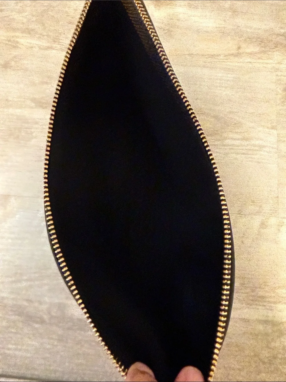 Tory Burch Black Suede Clutch with Gold Logo Medallion